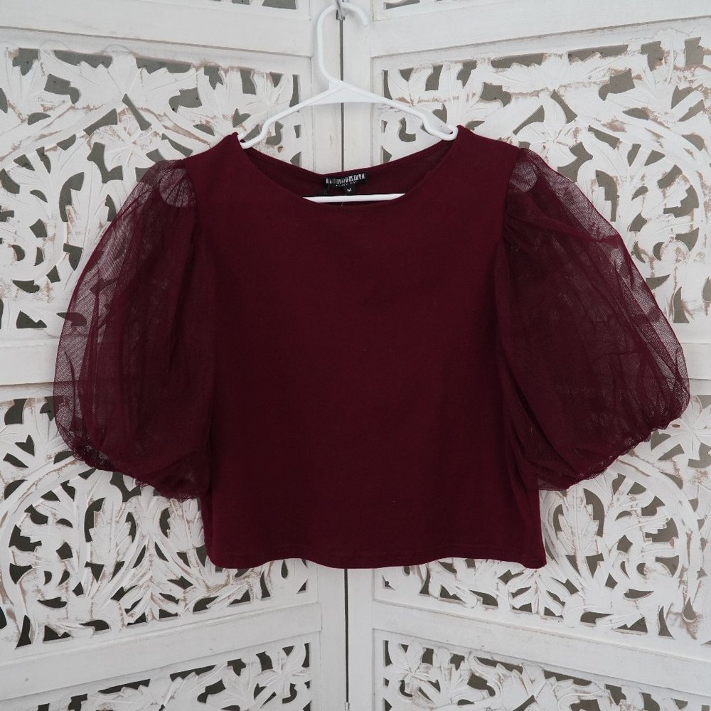 Honey Pot Red Puff Sleeve Crop Top – Size Medium, Trendy Statement Piece